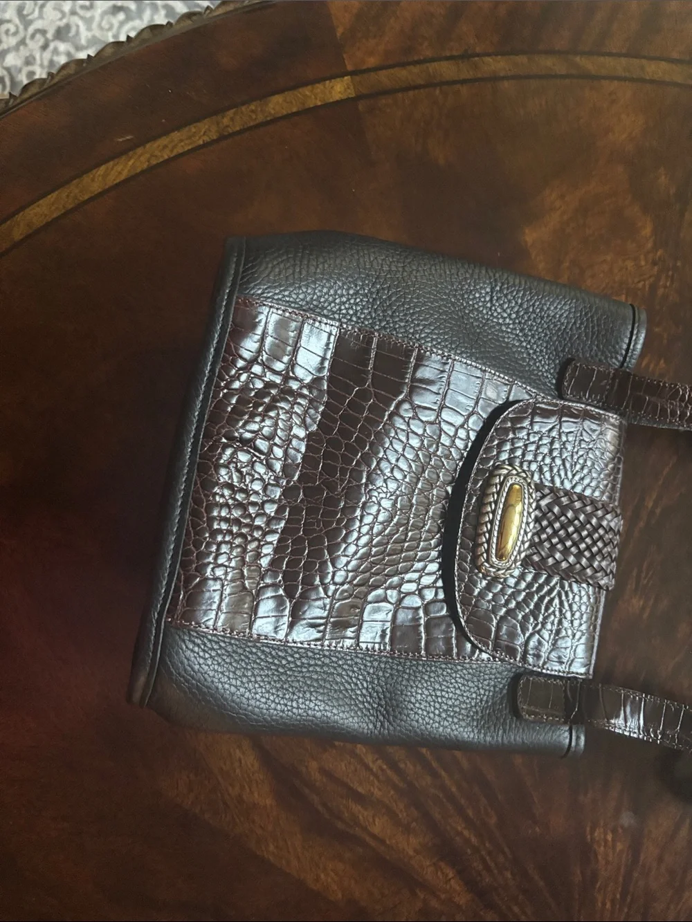 Brighton Brown Croc-Embossed Leather Crossbody